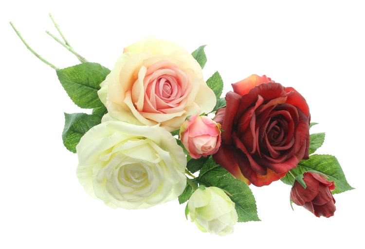 FRANK FLECHTWAREN|Kunstblume Rosen, 3er Set, Höhe 69 cm, KUNSTSTOFF, METALL