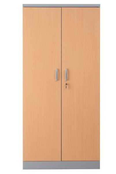 PROREGAL Aktenschrank Beetle 4 Fachböden HxBxT 195 x 92 x 42 cm Silber & Buche