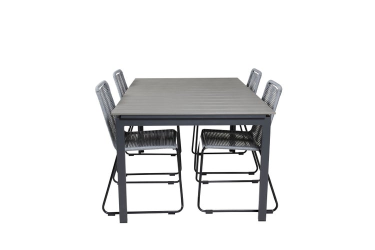 Levels Gartenset Tisch 100x160/240cm und 4 Stühle Lindos schwarz, grau. 100 X 160 X 75 cm