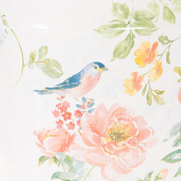 Florales Muster mit Vogel und Pfingstrosen im Aquarellstil.