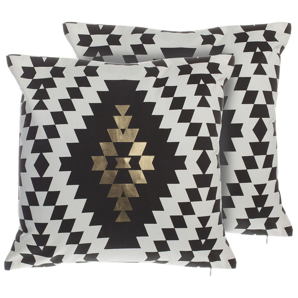 Dekokissen 2er Set COLEUS Baumwolle 45 x 45 cm Schwarz Geometrisches Muster