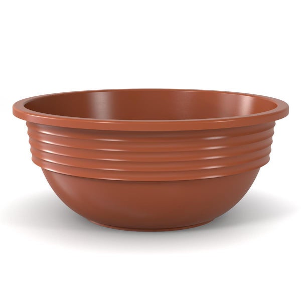 Braune Pflanzschale mit geripptem Design für den Garten