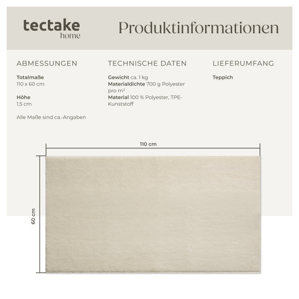 Kurzflorteppich tectake rutschfeste Unterseite verschiedene Größen und Farben 60 x 110 cm