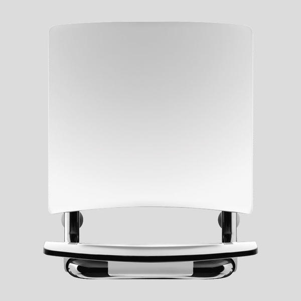 Quadratische Wandleuchte mit weißem satiniertem Glas und verchromten Halterungen.