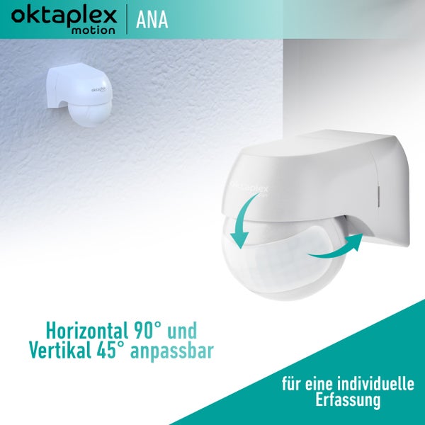 Oktaplex Ana Weiß Infrarot Bewegungsmelder für Innen + außen