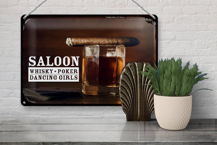 Blechschild Spruch Saloon Whisky Poker Dancing Girls 30x20cm