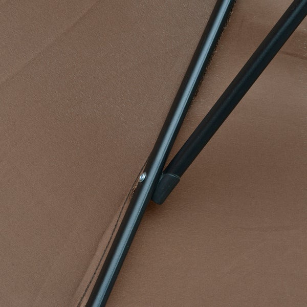 Outsunny Sonnenschirm Ampelschirm Kurbelschirm mit Handkurbel Rund, Stahlbogenstäbe und Stahl-Stehstäbe, Polyestergewebe, Kaffee, Ø3 x 2,5H m