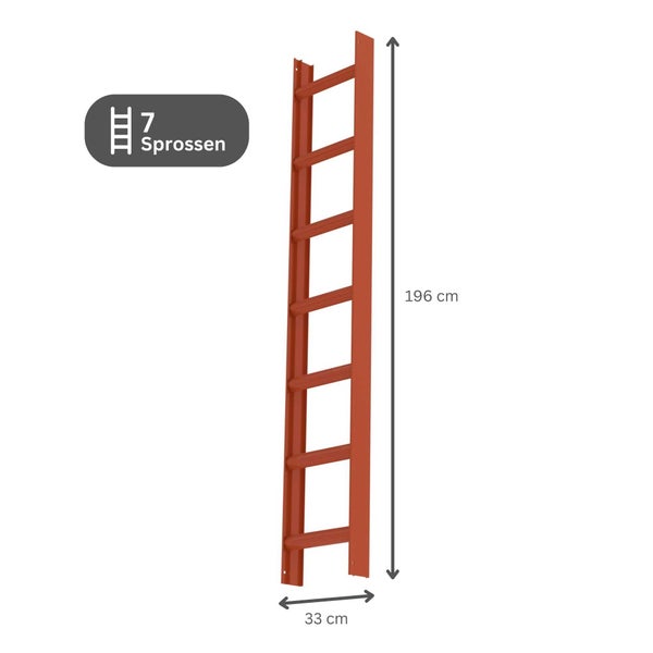 PROREGAL Dachleiter Rot 7 Sprossen