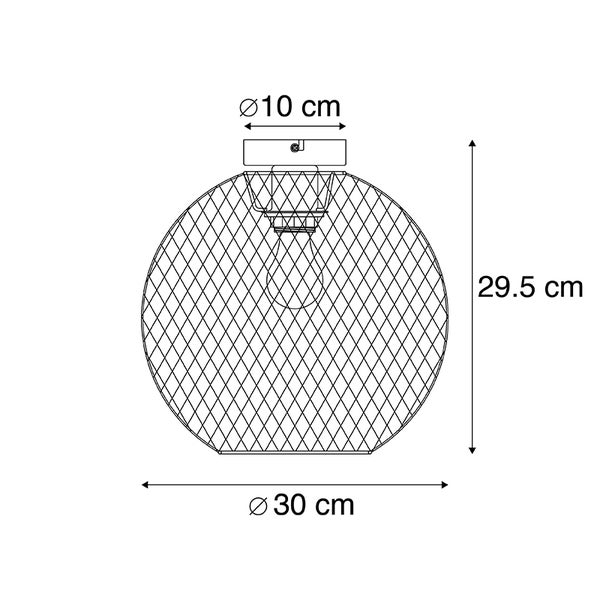 Technische Zeichnung einer Lampe mit Durchmesser 30 cm und Höhe 29,5 cm