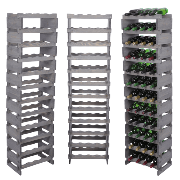 Weinregal VINOTECA FLEX PRO HxBxT 163x46x28cm 48 Flaschen auf 12 Ebenen Massives Kiefernholz Grau