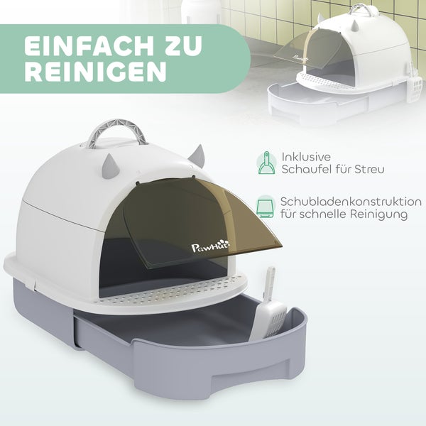 PawHut Katzentoilette mit Haube, ausziehbarer Schublade für einfache Reinigung und inklusive Streuschaufel.