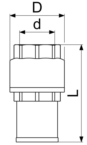 Technische Zeichnung einer Rohrverschraubung mit den Maßen für den Außendurchmesser D, den Innendurchmesser d und die Länge L.