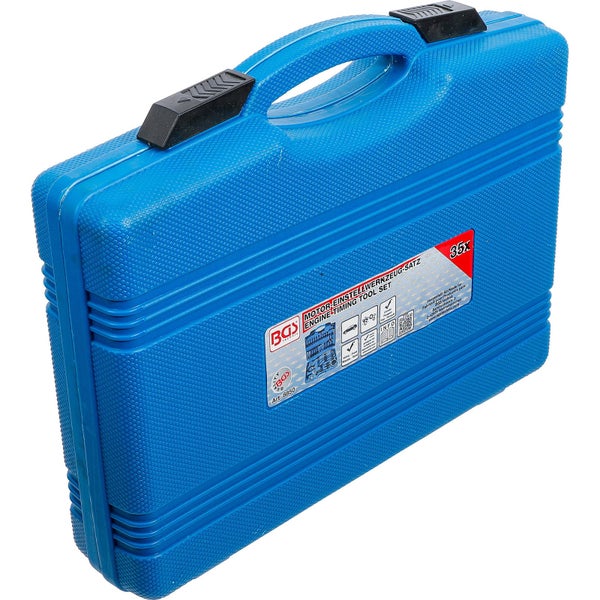 Motor-Einstellwerkzeugsatz im blauen Kunststoffkoffer