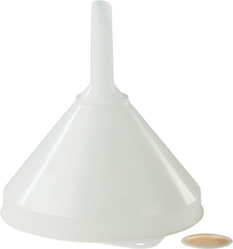 Kunststofftrichter mit Metallsieb