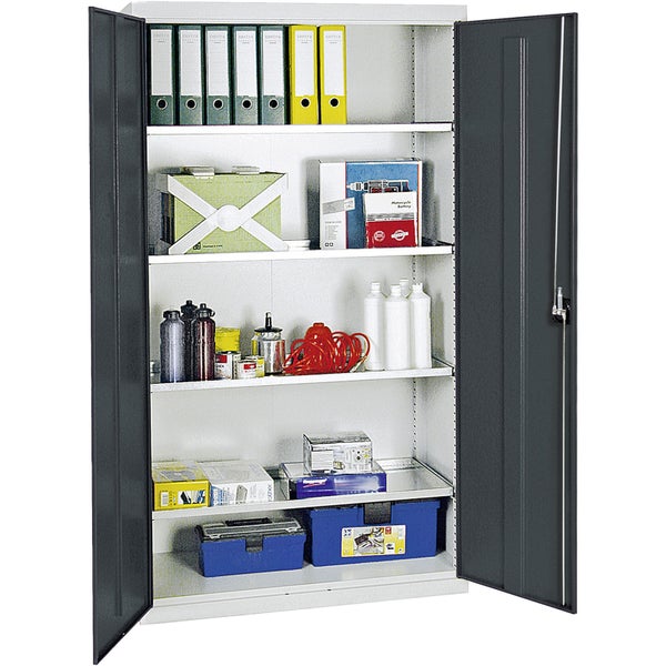 Stumpf Werkzeug- und Materialschrank Serie 3000 lichtgrau / anthrazitgrau + 4 Auszugsböden durchgehend - 3008071