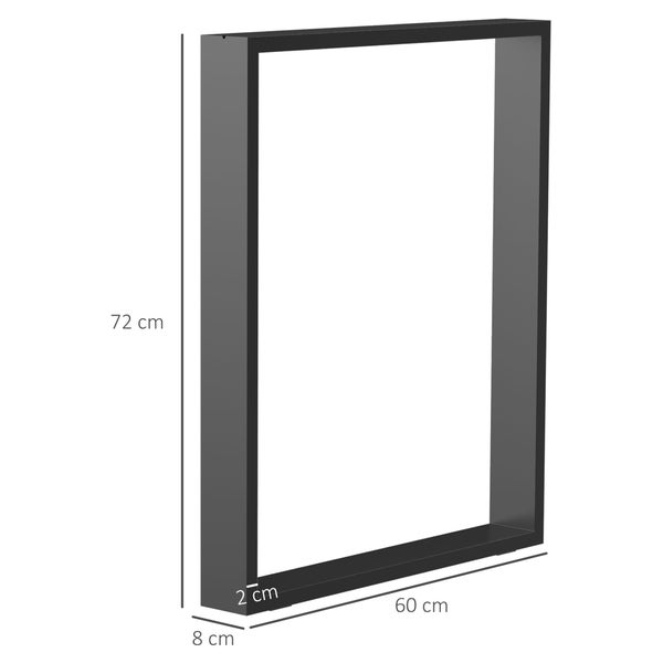 HOMCOM Tischbeine, 2er-Set Tischkufen, Möbelfüße aus Vierkantprofilen, 60 x 72 cm Tischgestell für Couchtisch, Esstisch, Stahl, Schwarz