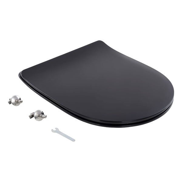 SCHÖNER WOHNEN-Kollektion WC-Sitz ANTUS SLIMLINE, Mattschwarz, Toilettendecken mit Absenkautomatik, Klodeckel kratzfest und keimarm, Klobrille inkl. Befestigungsmaterial