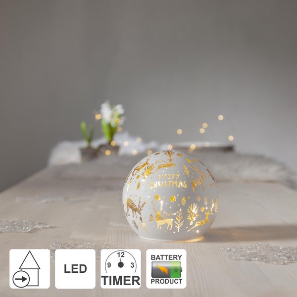 Dekorative LED Leuchtkugel mit Timerfunktion für den Innenbereich, batteriebetrieben