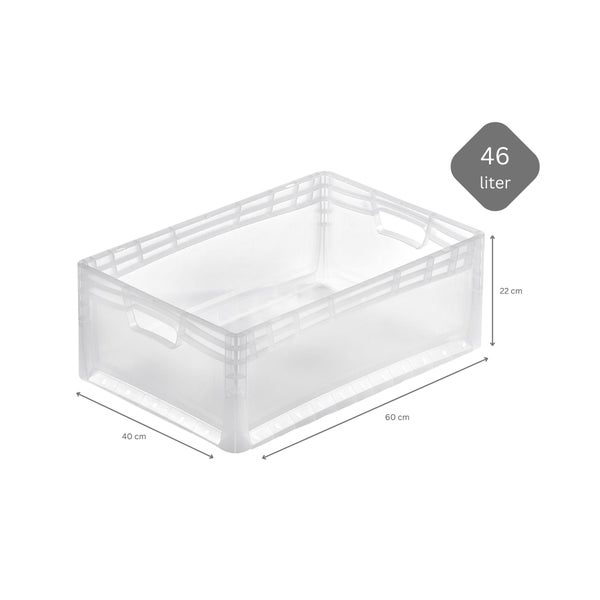 PROREGAL SuperSparSet 5x Transparenter Eurobehälter LightLine mit Offenem Griff und Scharnierdeckel HxBxT22 x 40 x 60 cm 46 Liter Eurobox