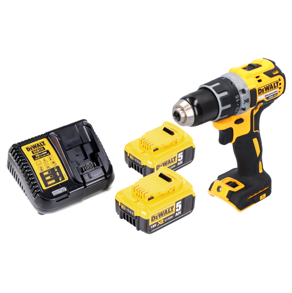 DeWalt Akku-Bohrschrauber 18 Volt XR mit zwei 5 Amperestunden Akkus und einem Ladegerät.
