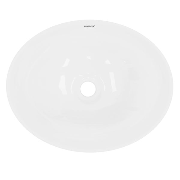 ECD Germany Waschbecken Waschtisch 410x330x142 mm aus Keramik Weiß inkl. Ablaufgarnitur für Waschbecken ohne Überlauf Aufsatzbecken Aufsatzwaschbecken Aufsatzwaschtisch Waschschale Spülbecken Becken
