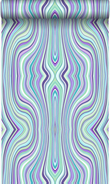 Origin Wallcoverings Tapete grafische Linien Türkis und Lila - 53 cm x 10.05 m - 347226
