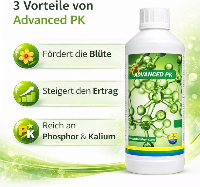 Advanced PK Dünger zur Förderung der Blüte, Steigerung des Ertrags und reich an Phosphor und Kalium.
