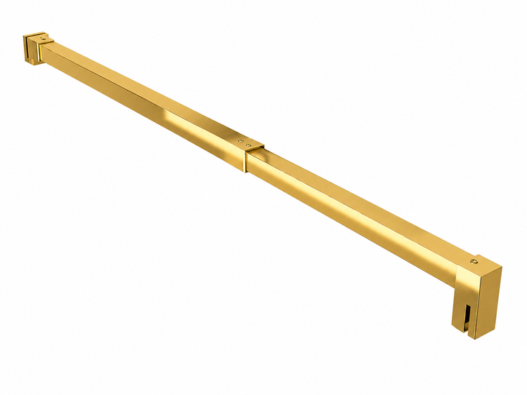 Stabilisierungsstange für Duschwände, quadratisch, ausziehbar, goldfarben.