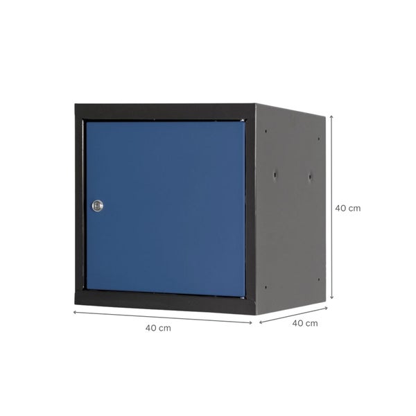 PROREGAL Mega Deal | 8x Schließfachwürfel Blocky mit Zylinderschloss + 2 Schlüssel | HxBxT 40x40x40cm | Anthrazit/Enzianblau | Tresor, Schließfach