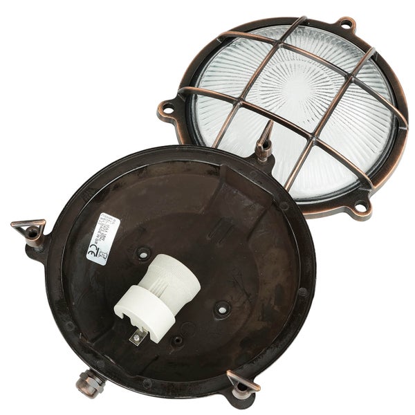 Runde Deckenleuchte mit Schutzgitter und Lampenfassung