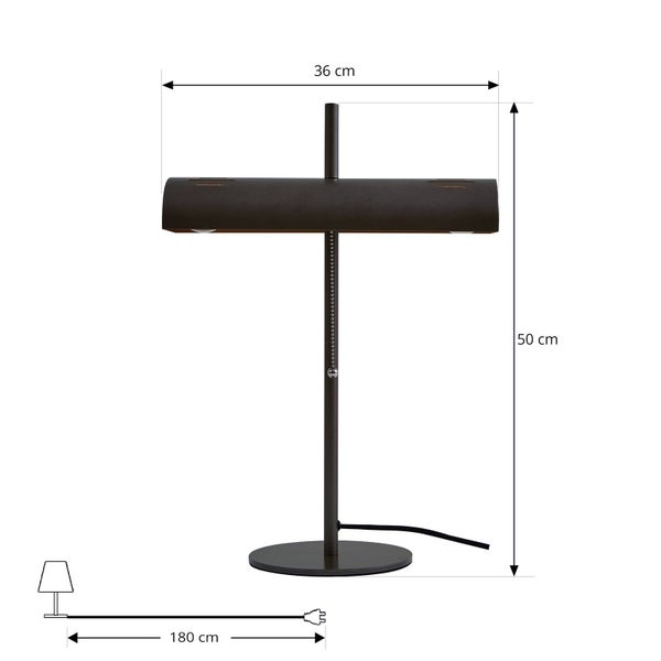 Lucande Tischlampe Nysira (Modern) in Schwarz aus Metall (2 flammig, E27) - Tischleuchte Schreibtischlampe Nachttischlampe Wohnzimmerleuchte