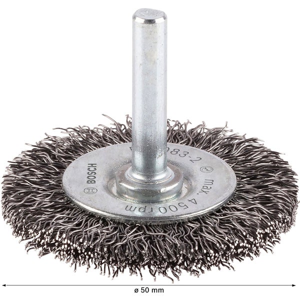 Drahtbürstenaufsatz mit Schaft, Durchmesser 50 mm