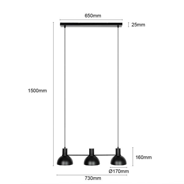Lucande Pendelleuchte Mostrid (Design, Modern) in Schwarz aus Metall (3 flammig E27) - Design-Hängeleuchte Esstischlampe Hängelampe Hängeleuchte Wohnzimmerleuchte