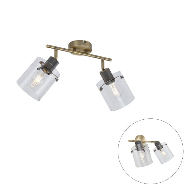 Deckenleuchte mit zwei Lampen und Glasschirmen