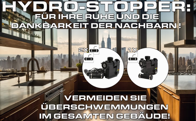 Wasserstoppventil Hydro-Stopper H001, Leckwassermelder, Abschaltventil mit 3/4 Zoll Anschlüsse.