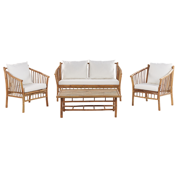 Lounge Set mit Tisch 4-Sitzer MAGGIORE Bambusholz Hellbraun