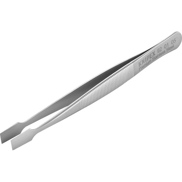 Knipex Präzisionspinzette aus rostfreiem Edelstahl mit flachen Spitzen, Modell 92 01 05.