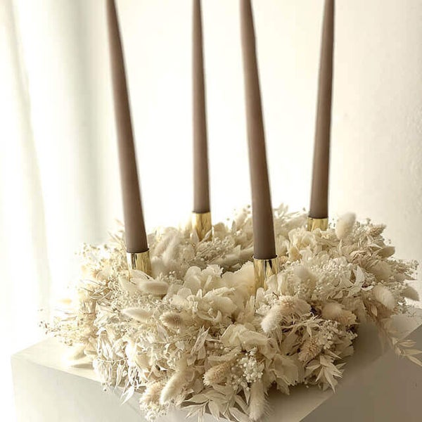 Adventskranz Trockenblumen Snow White