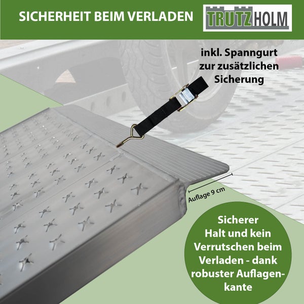 Tragbare Rampe von TrutzHolm mit Spanngurt zur Ladungssicherung