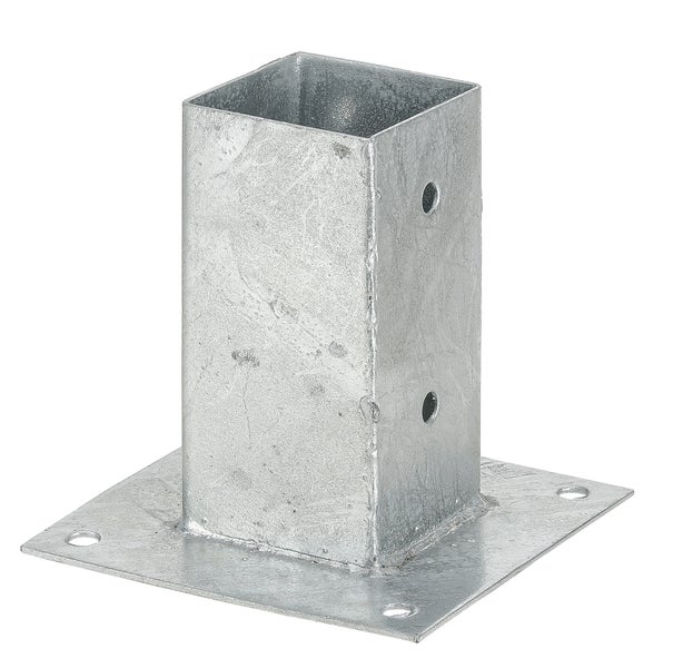 Pfostenträger aus Metall mit quadratischer Grundplatte und Pfostenaufnahme
