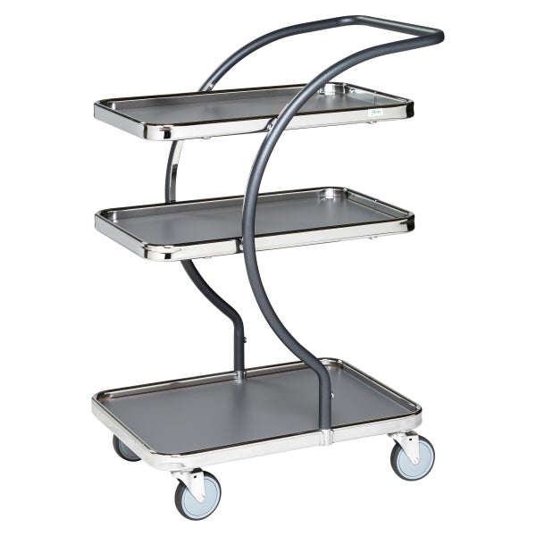 Servierwagen mit drei Ablageflächen und Rollen