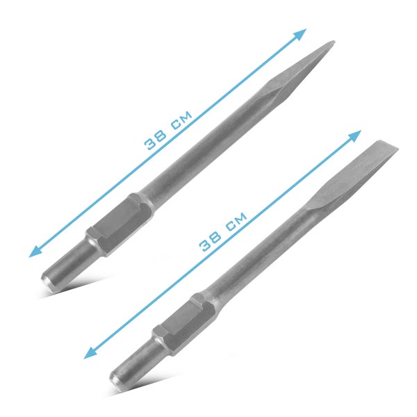 Zwei 38 Zentimeter lange Meißel: ein Spitzmeißel und ein Flachmeißel
