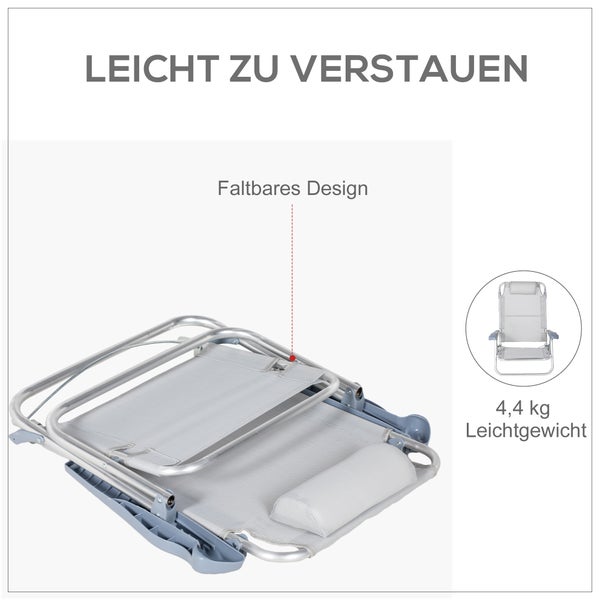 Klappbarer Gartenstuhl aus Aluminium, platzsparend zusammengefaltet, Gewicht 4,4 Kilogramm