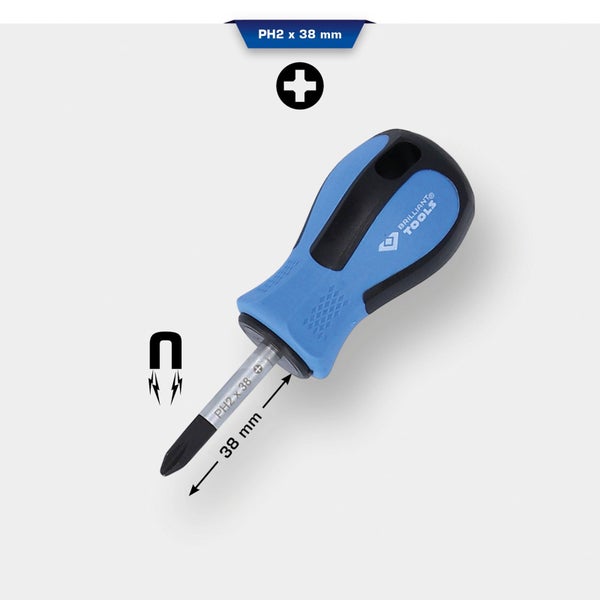 Brilliant Tools Schraubendreher mit magnetischer Spitze, PH2 x 38 mm