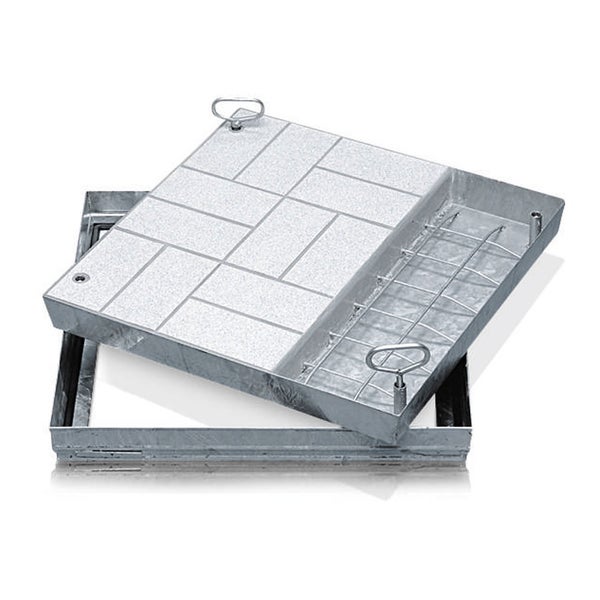 Befüllbarer Schachtdeckel mit Pflastermuster