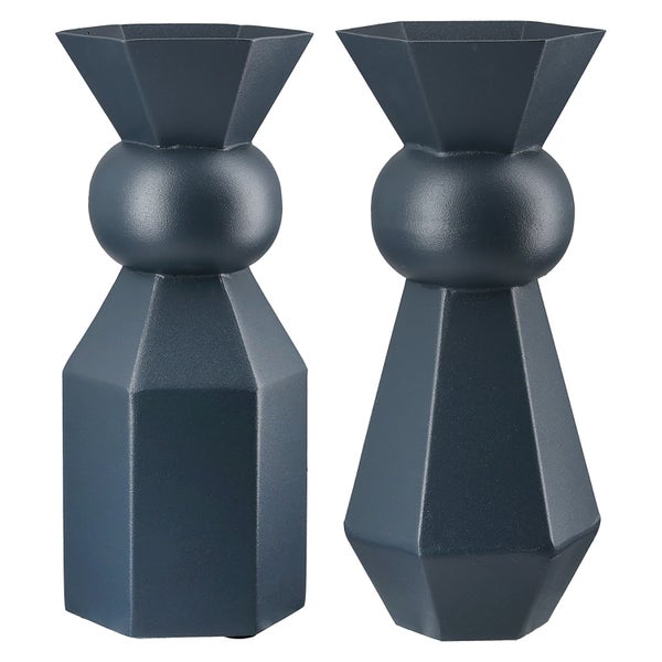 Vasen GILDE 2er Set METALLO Tischvasen dunkelblau Höhe 24cm Metall