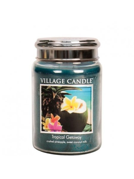 Village Candle Tropical Getaway Duftkerze im Glas 602 Gramm, Brenndauer 170 Std, Raumkerze, Kerze