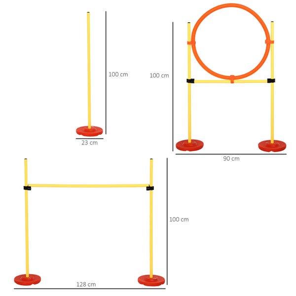 PawHut Agility-Ausrüstung, L128 x B23 x H100 cm, ABS,PE,Polyester, Gelb