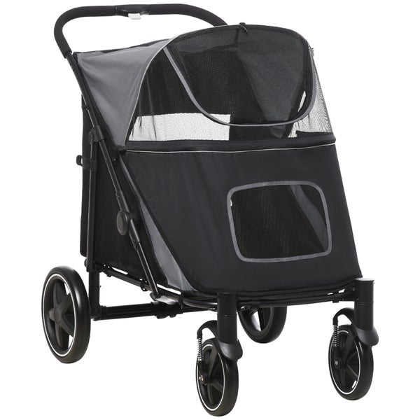 PawHut Hundewagen, 112L x 65B x 100H cm, Stahl, Oxford-Gewebe, Grau