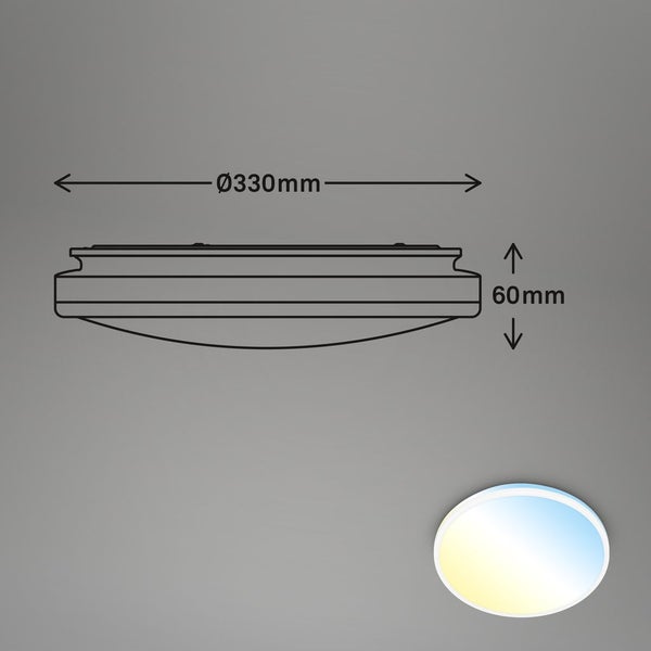 Briloner Pulup LED Deckenlampe, Dimmbar, Fernbedienung, Timer, Nachtlichtfunktion, Weiß, Ø33 x 6 cm